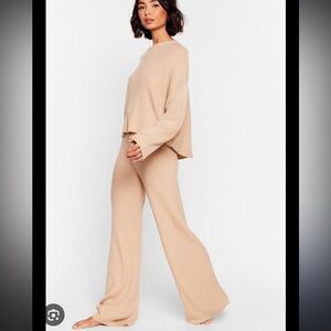 Nasty Gal Knit Alone Sweater and Wide-Leg Lounge Set